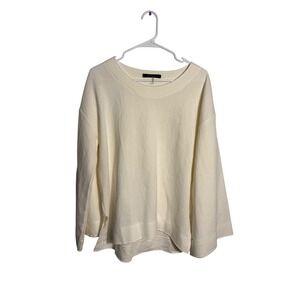 TOV Classic Womens Cream Textured Long Sleeve Oversized Blouse Top Size 44